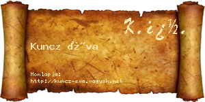 Kuncz Éva névjegykártya